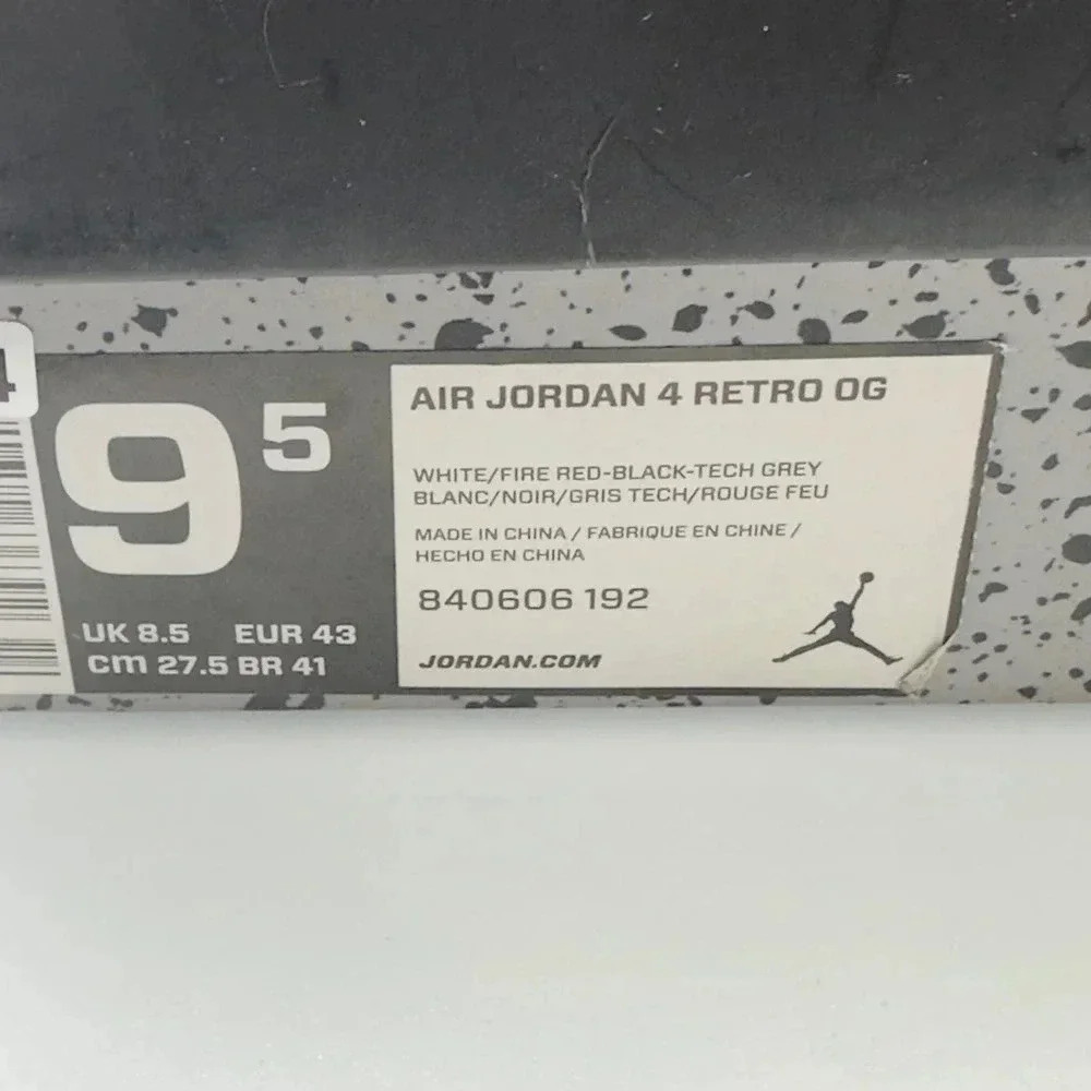 Nike Mens Air Jordan 4 Retro OG Basketball Shoes White/Black Size 9.5 840606-192 - Picture 7 of 9